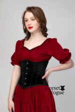 Elegant Enchantment: Black Velvet Underbust Corset - Image 3