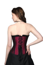 Burgundy Lily Satin Over Bust Corset - Image 3