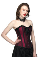 Burgundy Lily Satin Over Bust Corset - Image 2