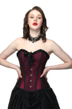 Burgundy Lily Satin Over Bust Corset