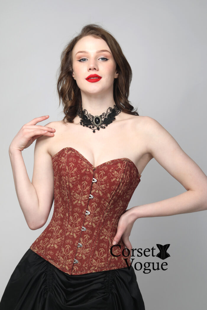 Elegant Damask: Printed Waist Trainer Corset - Image 1