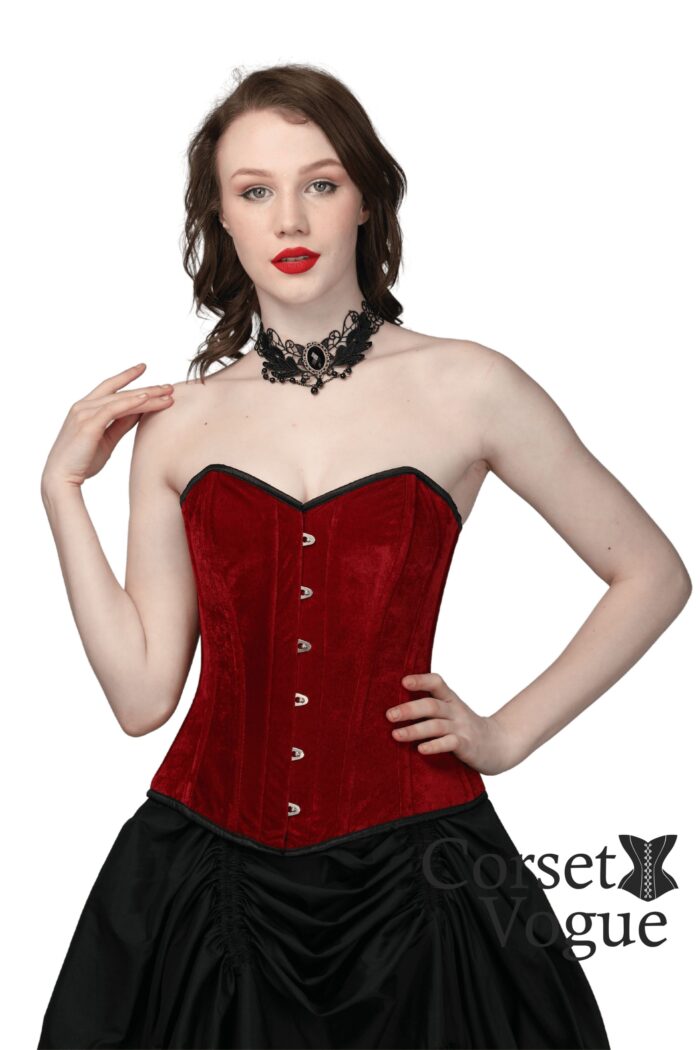 Royal Maroon Velvet Over Bust Corset - Image 1