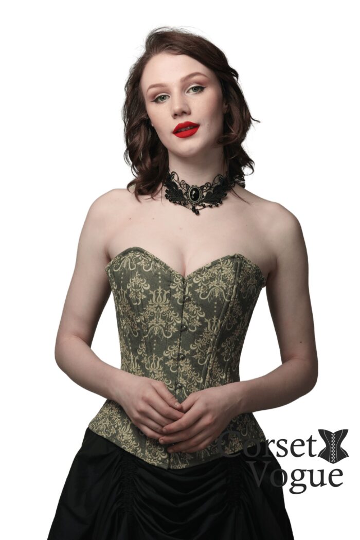Damask Printed Waist Trainer Overbust Corset - Image 3