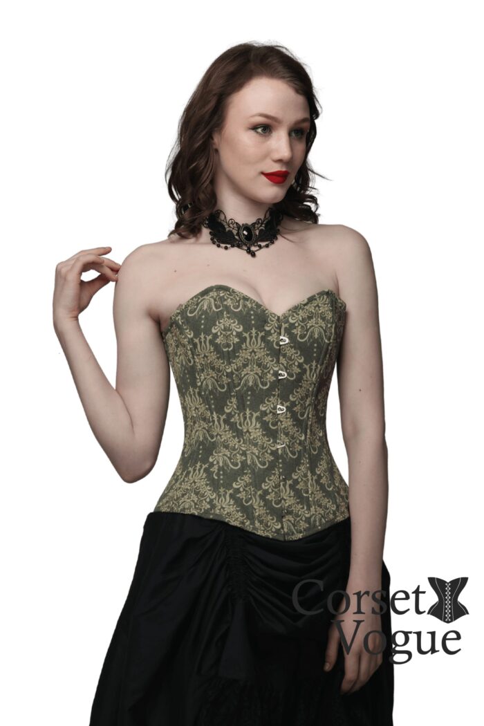 Damask Printed Waist Trainer Overbust Corset - Image 1