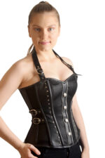 Women's Elegant Black Faux Leather Corset - Image 3
