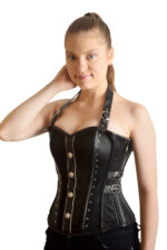 Women's Elegant Black Faux Leather Corset - Image 2