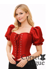 Red Over bust Corset with sleeves by Corset Vogue